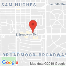 Map showing the office at 2813 E Broadway Blvd, Tucson